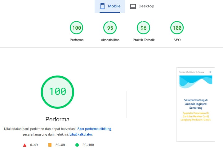 kecepatan loading 100